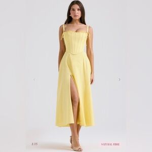 House of CB Yellow Midi Sundress with Sweetheart Neckline (WITHOUT CORSET)